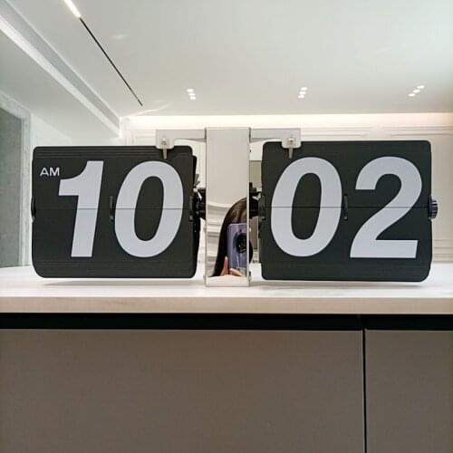 European Retro Flip Table Clock Stainless Steel Mechanical Automatic Flip Clock Home Decor Creative Flip Down Page Desk Clocks