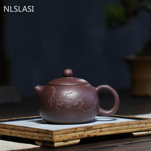 WSHYUFEI Chinese Yixing Tea Pot pure Handmade Xishi teapot Purple mud customization Tea Set purple clay kettle 270ml