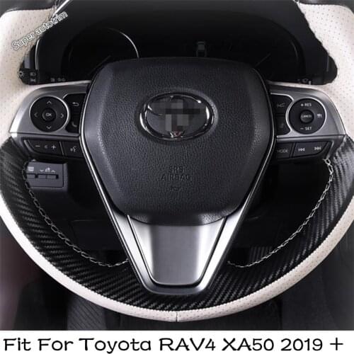 Lapetus Auto Steering Wheel Strip Cover Trim Matte / Carbon Fiber ABS For TOYOTA RAV4 RAV 4 XA50 2019 2020 Accessories Interior