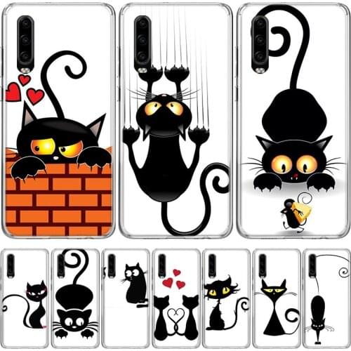 Cat Cartoon Phone Case for Huawei P30 P40 P20 P10 Mate 20 10 30 Lite Pro P Smart Z Plus + Art Shell Cover Coque