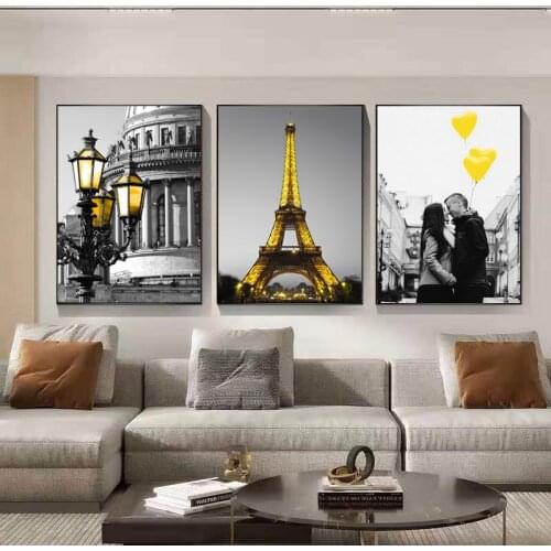 Living Room Decoration Painting Modern Minimalist Dining Room Bedroom Light Luxury Style Paintings Eiffel Tower Mural