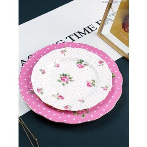 Dessert plate European cake dim sum flat plate creative simple sub dish plate household ceramic Western food plate breakfast pla