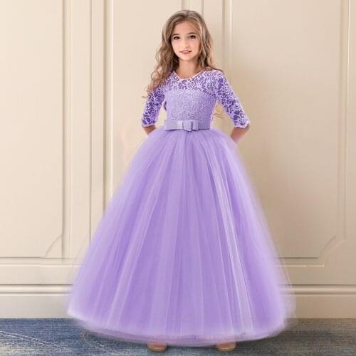 Girls Elegant Dress For Wedding Birthday Christmas Embroidery Children Ceremony Gown Girls Lace Dress Party Gown 6 14Y Vestido