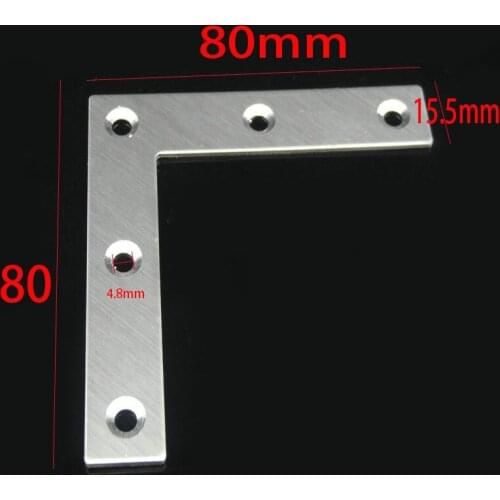 L shape Flat Corner Bracket 80X80X1mm right angle 90 degree flat fixed Brackets Photo frame cabinet cupboard connector fastener