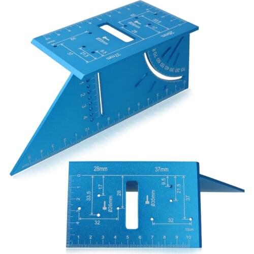 Woodworking Square Angle Ruler Protractor Aluminum Alloy For Mounting Hinge Jig Marking Gauge Drill Guide Measuring Tools