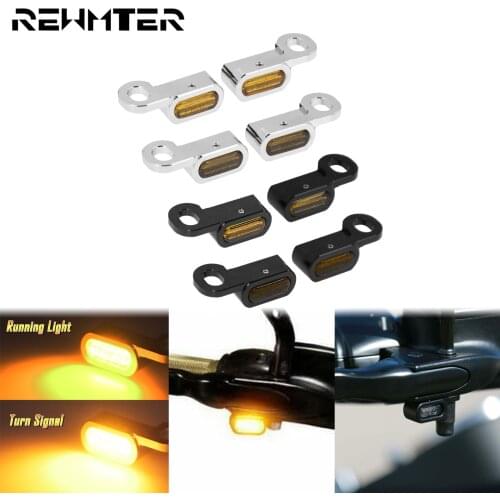 Motorcycle LED Mini Turn Signal Light Amber Indicator E Mark Lamp For Harley Touring Street Glide 14-20 Softail Fat Boy 16-17