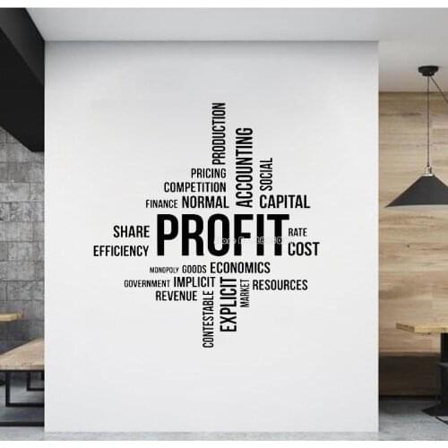 Wall Decal Profit Large Print Wall Sticker Vinyl Wall Decor Work Office Motivation Short Word Quote Wallpaper Office Mural LL834