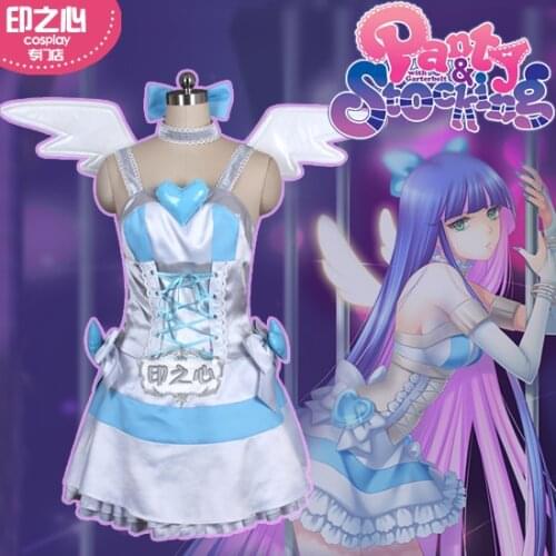 [Customize]Anime Panty & Stocking Cosplay Costumes Fashion Cute Stocking Angel Dress Full Set For Party Role Play Clothing