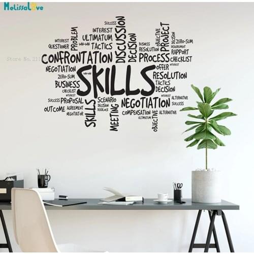 Skills Office Space Room Vinyl Wall Decal Business Success Words Stickers Special Font Murals New Design Removable Decor YT2232