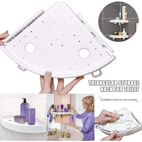 NEW Bathroom Triangular Shower Shelf Corner Bath Storage Holder Organizer Rack White Wall Mount