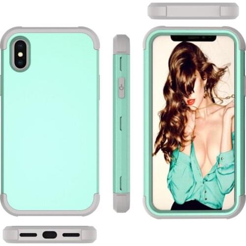 New Dual Layer PC+Silicon Shock Resistant Mobile Phone Cases for iPhone X 5.8" Contrast color & Lifted Bezel Design 3-in-1 Case