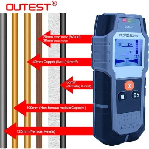 OUTEST Stud finder wall scanner 120mm metal detctor rebar/copper tube AC /wood/Copper detector sensor LCD backlight