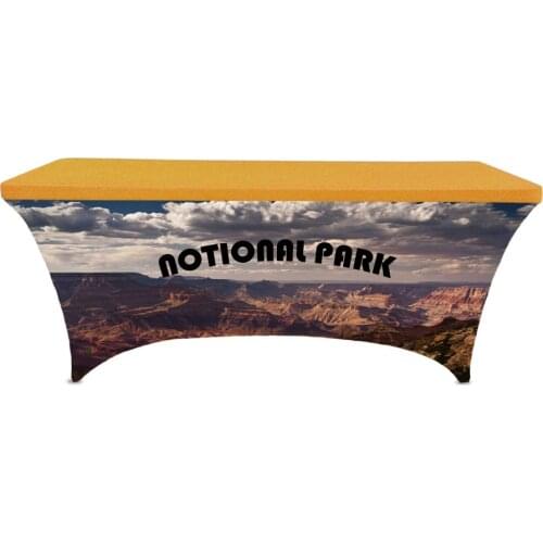 Custom stretch table cover for exhibition wedding printing spandex table cover