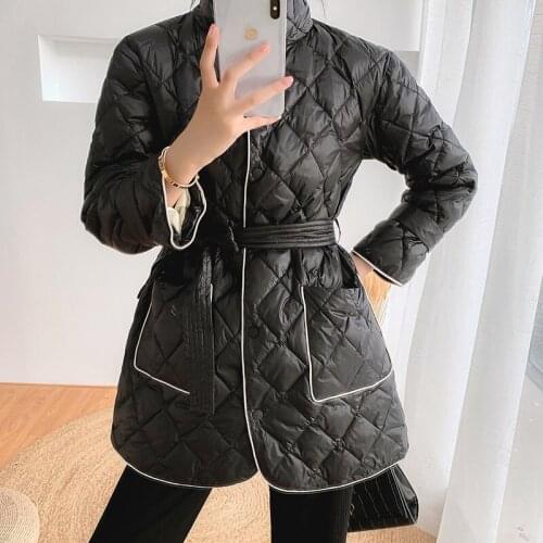 Casual Fashion Women Winter Hooded Coat Long Slim Warm Jacket Down Cotton Padded Jacket Outwear Parkas Elegant Lace Up 2021 New