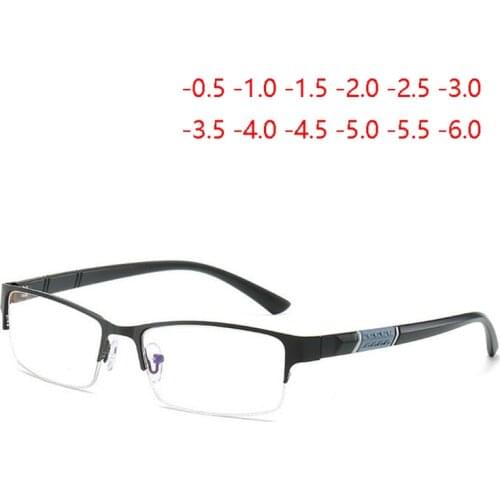 Half Metal Frame Nearsighted Glasses Unisex Ultralight Business Student Square Short-sighted Glasses Diopter 0 -0.5 -1.0 To -6.0