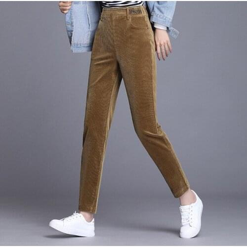 Korean Harem Women Elastic High Waist Autumn Winter Thick Warm Corduroy Pants Casual Plain Trousers Plus Size sweatpants
