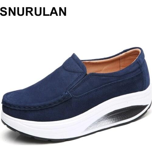 SNURULAN Summer Shopping Toning Shoes For Women Fitness Walking Slimming Jogging Sneakers 5 cm Wedge Platform Swing Shoes