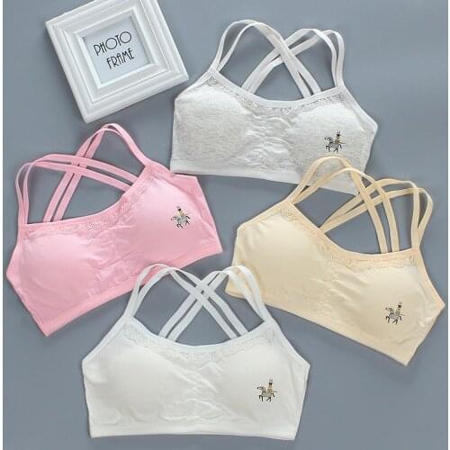 Cotton Girls Sport Bra for Teens Children Training Bras with Chest Pad Teens Tops for Girls Kids Underwear Wireless 8-16 Years