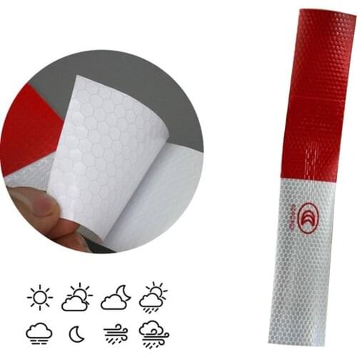 Car Reflective Film Warning Tape Truck Annual Inspection Crystal Color Grid Reflective Strip Red And White Reflective Stickers