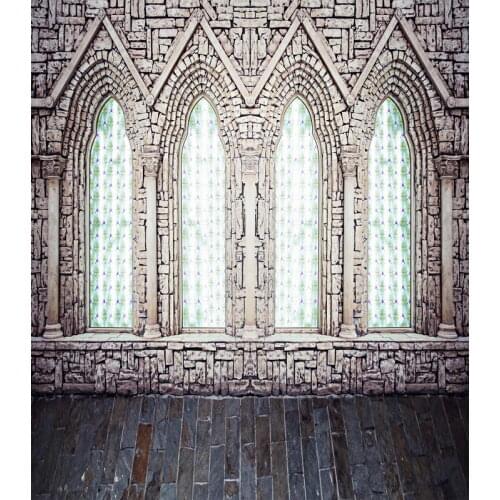 TR Stone Castle Window Wedding Princess Photo Backdrops Brick Floor Photography Backgrounds Custom Photo Studio Backdrops Vinyl
