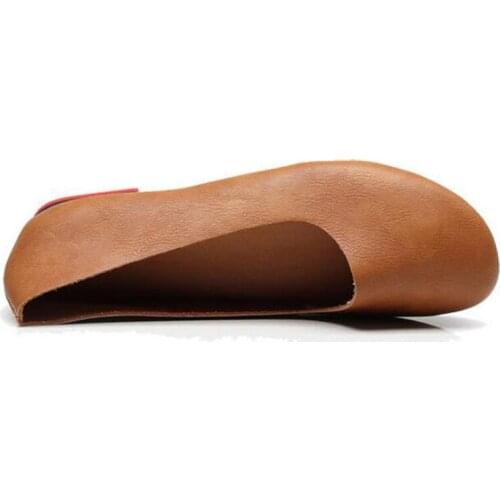 Leather flat shoes ladies hand-stitched leather loafers flat shoes spring casual shoes ladies flat shoes women shoes