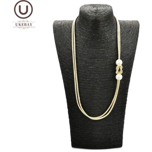 UKEBAY New Handmade Luxury Necklaces Women Gold Jewelry Pearl Necklace Party Accessories Clothes Chain Wholesale 4 Colors Choker
