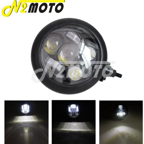 Black Motorcycles 5 3/4" Headlight LED HI/LO DRL Vintage Front Head Light for Harley Touring Dyna Bobber Chopper Cafe Racer