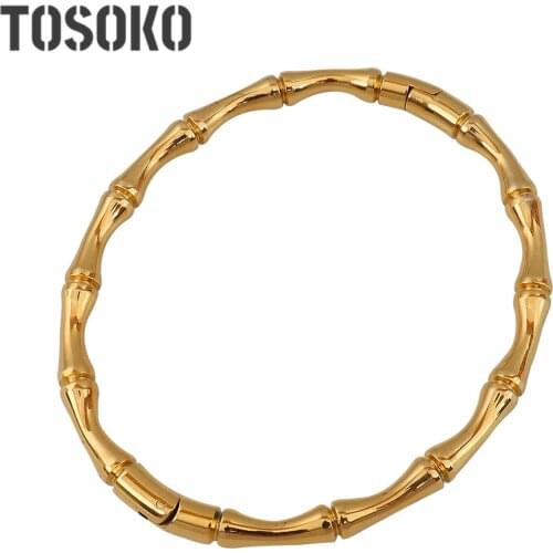 TOSOKO Stainless Steel Jewelry Tenacious Bamboo Knot Button Bracelet Womens Fashion Bracelet BSZ220