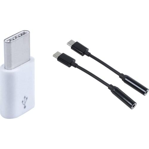 1Pcs USB Type C 3.1 Male To Mini USB 2.0 5 Pin Female Data Adapter With 2Pcs USB C To 3.5Mm Headphone Jack Adapter