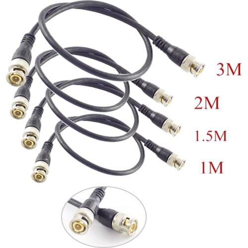 1PC BNC Male To Male Straight Crimp Q9 Head HD Monitor Line Double-head Video Cable 1M /1.5 M / 2M /3M Jumper