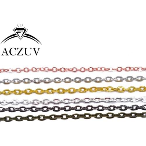100m Silver/Gold/Bronze/Gunmetal Black/Rhodium 2x3mm 3x4mm Flat Cable Link Metal Chain Findings Accessories For Jewelry Making