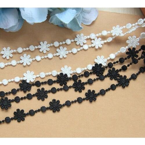15 Yards White Black Color Beautiful Embroidery Lace Trim for Bridal Wedding Gown Costume design