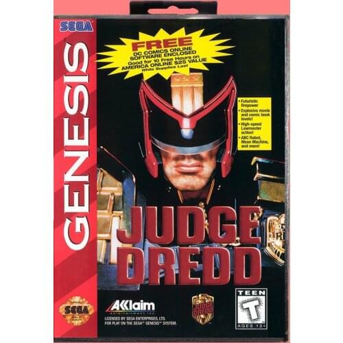 Judge dredd 16 Bit MD Game card with Retail Box For Sega Genesis & Mega Drive