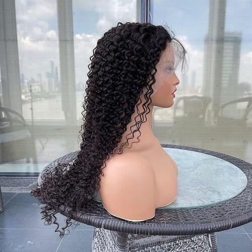 180 Density Kinky Curly Brazilian Hair Hd Lace Front Wigs Pre Plucked HD Transparent Lace Wig With Baby Hair