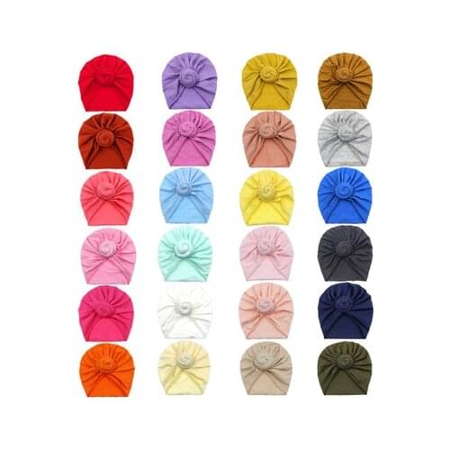 24 Colors Infant Headbands Solid Color Cotton Knot Turban Headwear For Girls Spandx Stretchy Beanie Hat Baby Hair Accessories