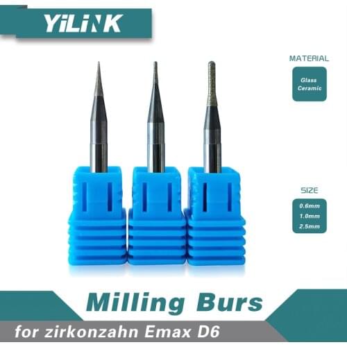 Dental lab tools metal milling burs for zirkonzahn M1/M2 shank diameter Φ6mm milling cutter 1.0/2.0/3.0mm