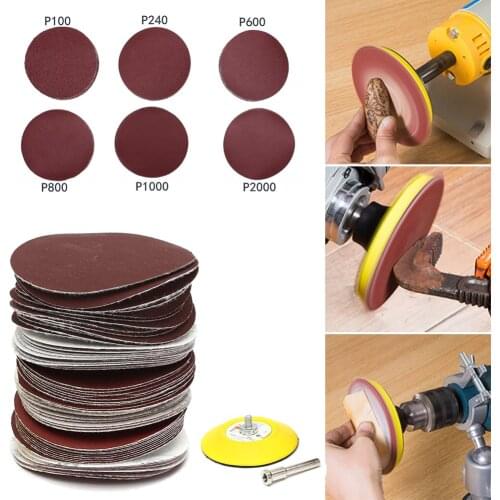 60 pieces of 100-2000 grit 3-inch sandpaper hook and loop sanding discs with 1/4" handle for sanding and polishing