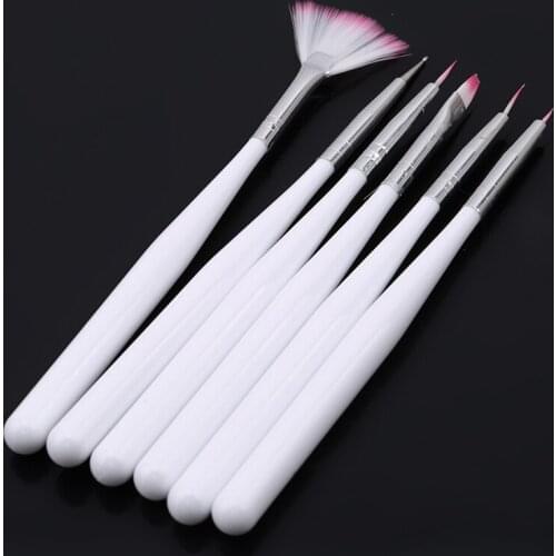 7PCS Nail Art Brush Pen Dotting Painting Drawing Fan Line Builder Design Polish Gel UV Tips Decoration Manicure Tools