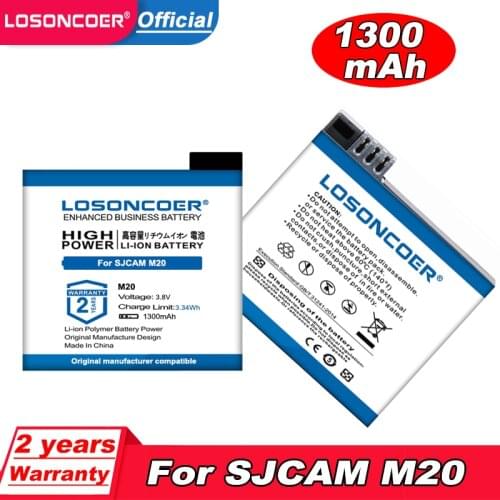 LOSONCOER Battery 1300mAh For SJCAM M20 / M20 AIR Action Battery