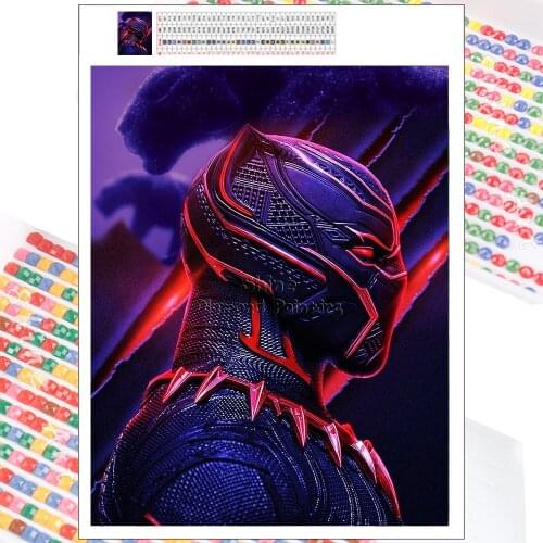Diamond Painting Marvel Black Panther Art Cartoon Fantasy Superhero 5D DIY Embroidery Mosaic Full Square Round Home Decoration