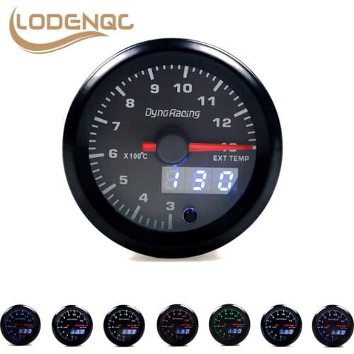 Lodenqc Car Meter Exhaust Gas Temp Gauge Dual Display 7 Colors Led 300-1300 Celsius EGT EXT Gauge with Stepper Motor