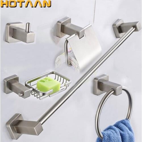 HOTAAN Free shipping 304# Stainless steel Bathroom Accessories Set,Robe hook,Paper Holder,Towel Bar,soap basket,bathroom sets