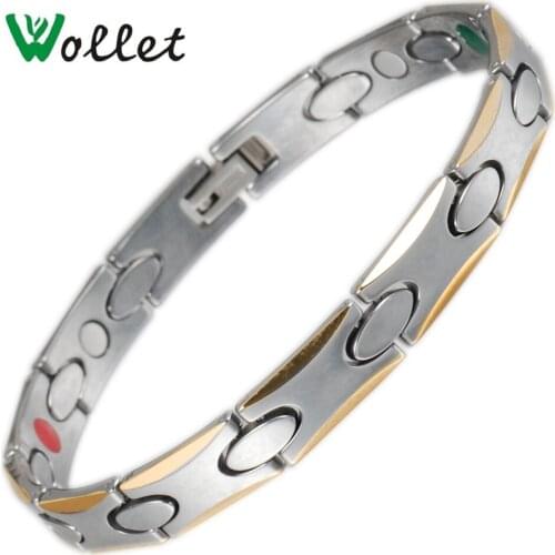 Wollet Jewelry Health Care Healing Energy Bio Magnetic Tungsten Bracelets 5 in 1 For Women Men Silver Color