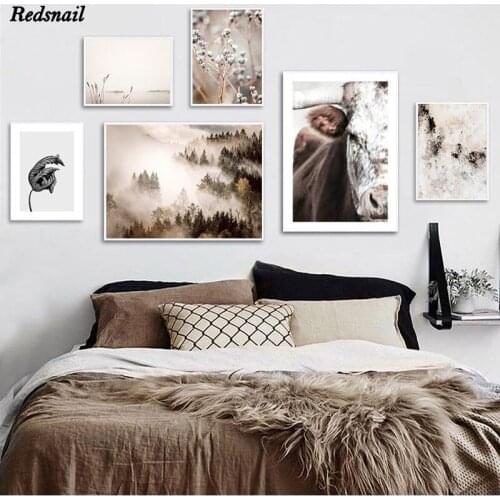 Cow Foggy Mountain Nature Landscape Diamonds Embroidery DIY Diamond painting 5D Full Drill mosaic Botanical Highland Cow EE907