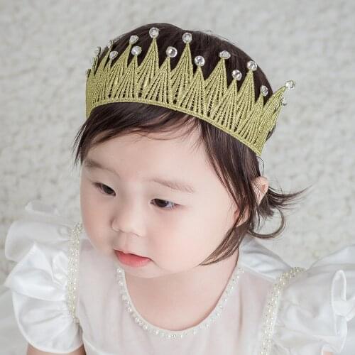 Baby Infants Lace Crown Headbands Toddlers Sparkle Rhinestone Pearls Hairbands Wedding Party Kids Girls Hair Accessories 2pcs