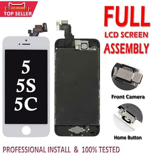 AAA Full Assembly Display For iPhone 5 5S 5C LCD Screen Touch Digitizer Replacement Complete Parts with Front Camera Home Button