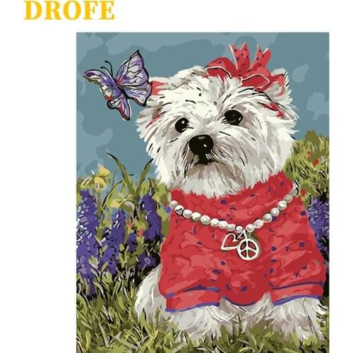 DROFE DIY Frame Snow horses Painting By Numbers modern mural acrylic pigment unique home decoration hand gift 40x50cm