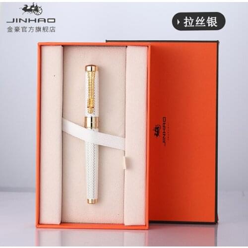 JINHAO1200 High Quality Golden Dragon Red Crystal Eyes Fountain Pen Medium Nib Business Supplies, Pen Box Option