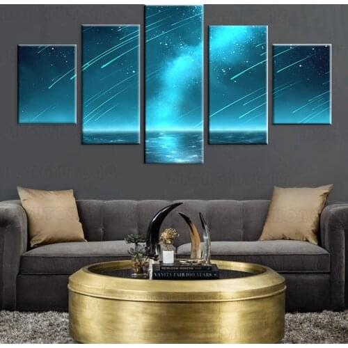 Canvas HD Prints Pictures Modular Wall Art Home Decor 5 Pieces Meteor Milky Way Scenery Painting Anime Abstract Poster Framework