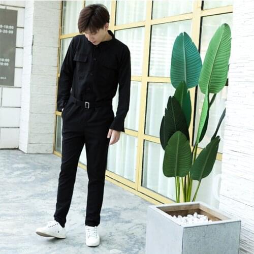 Original Spring and Autumn Day Korean casual pants tide boys jumpsuit jumpsuit Slim mens tooling feet long pants